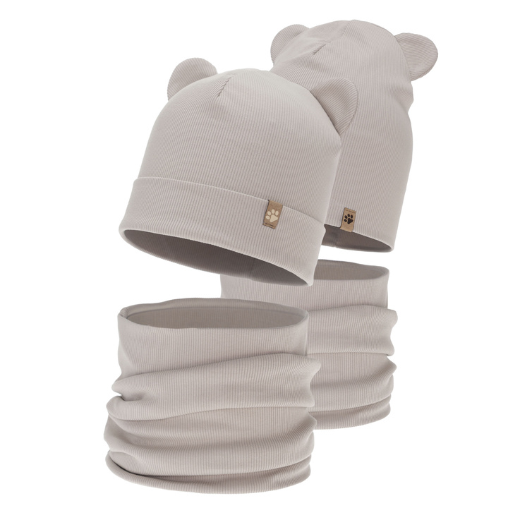 Herbst und Frühlingsset Jungen: Mütze und Schlauchschal, beige, Farim