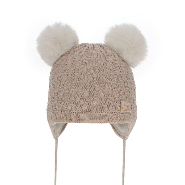 Wintermütze für Mädchen mit Bommel Beige Emila