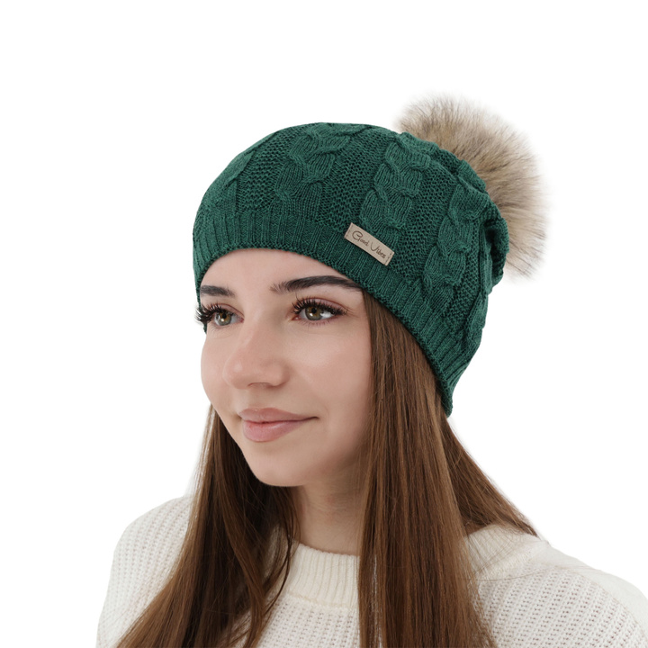 Wintermütze Damen aus Merinowolle in Grün Bafi