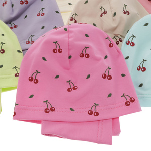 Herbst und Frühlingsset Mädchen baumwolle: Mütze und Schlauchschal Violett Cerise