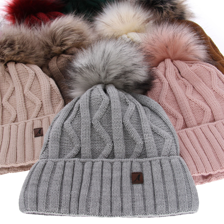 Wintermütze Damen mit Bommel Beige Renika