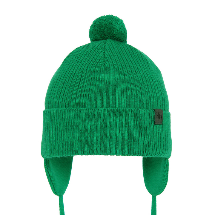 Herbst und Frühlingsmütze für Jungen mit Bommel Grün Axel