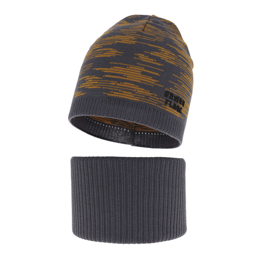 Herbst und Frühlingsset Jungen: Mütze und Schlauchschal, mit Baumwolle, Blau Carter