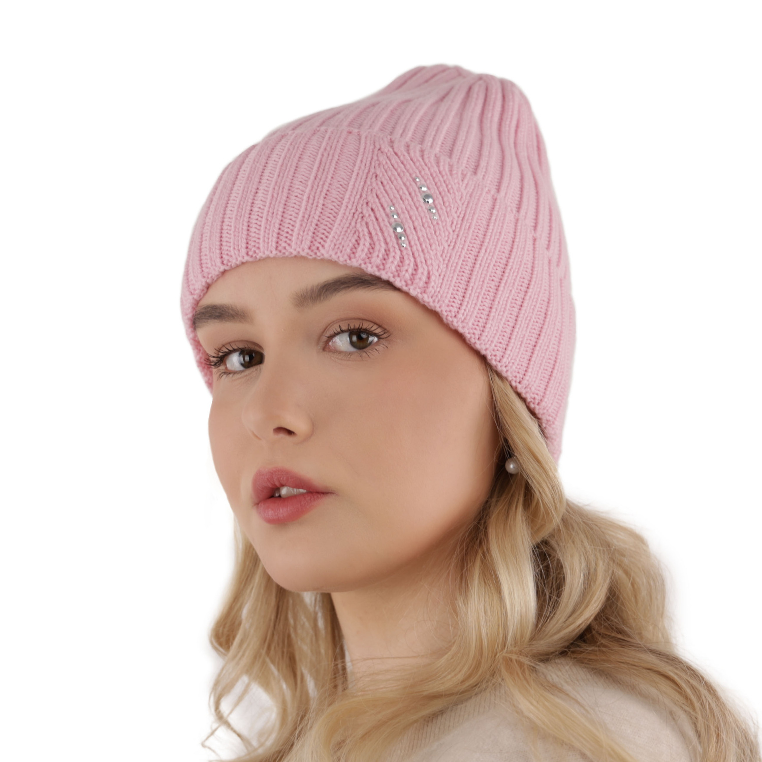Wintermütze Damen 100% extrafeine Merinowolle Rosa Ariga