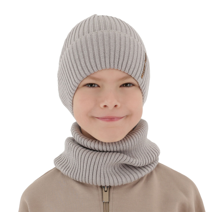 Jungen Mütze und Schal Herbst, Frühling Set,, mit Baumwolle, beige, Norwin