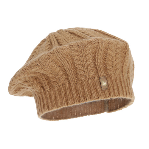 Beret Damen Winter, camel, mit Merinowolle, Senja