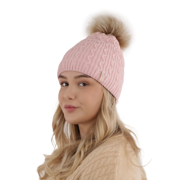Wintermütze Damen mit Bommel Beige Xena