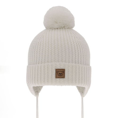 Wintermütze Jungen 100% extrafeine Merinowolle, gefüttert mit Wollfleece Weiß Tacco