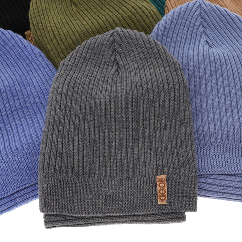 Herbst und Frühlingsset Jungen: Mütze und Schlauchschal 100% extrafeine Merinowolle Blau Chester