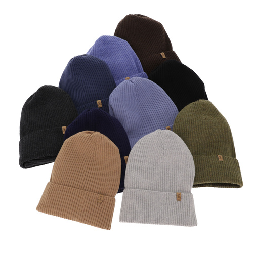 Herbst und Frühlingsset Jungen: Mütze und Schlauchschal 100% extrafeine Merinowolle Braun Lemas