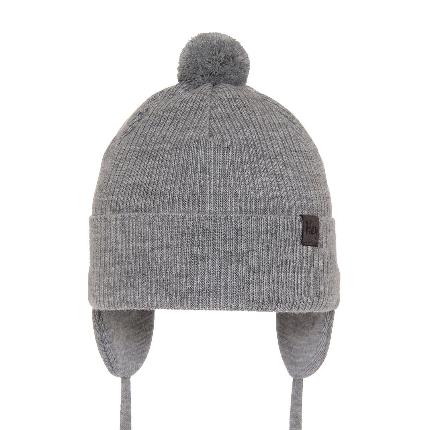 Herbst und Frühlingsmütze für Jungen mit Bommel Grau Axel