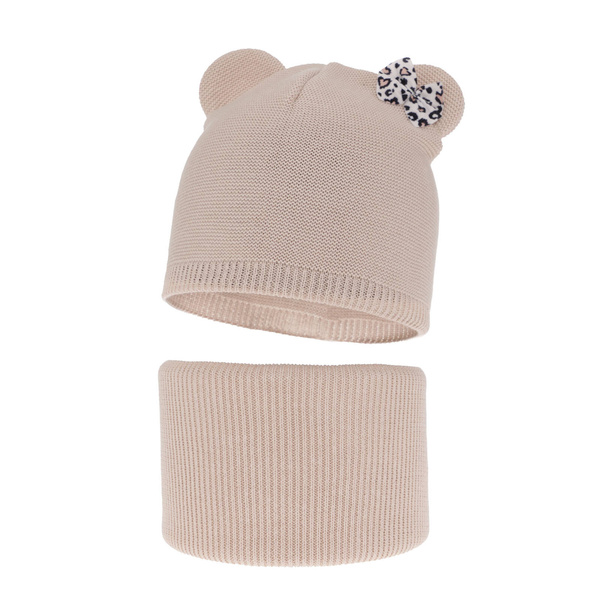 Herbst und Frühlingsset Mädchen: Mütze und Schlauchschal Beige Nicolette