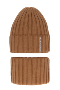 Winterset Jungen: Mütze und Schlauchschal Camel Livido