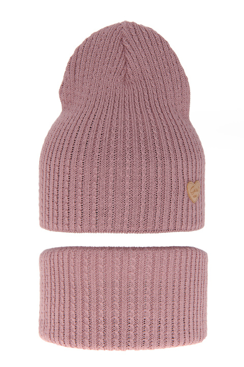 Herbst und Frühlingsset Mädchen: Mütze und Schlauchschal Rosa Wega