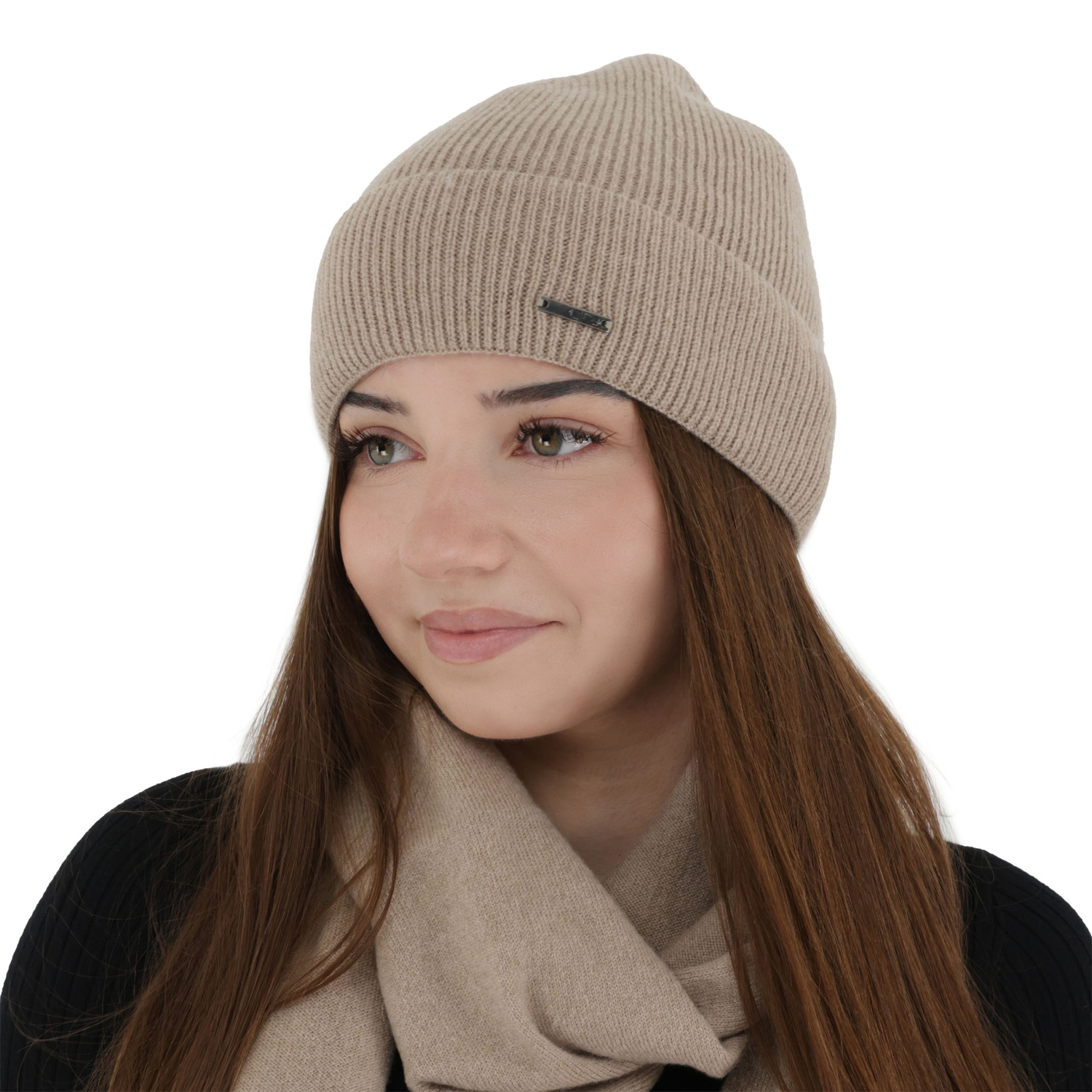 Herbst und Wintermütze Damen, beige, mit Merinowolle und Kaschmir, Sindra