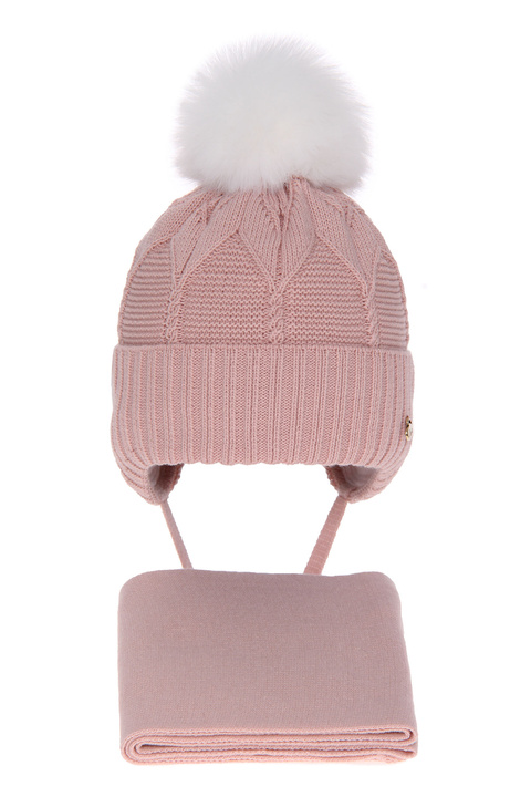 Winterset Mädchen: Mütze und Schal mit Bommel Rosa Altina