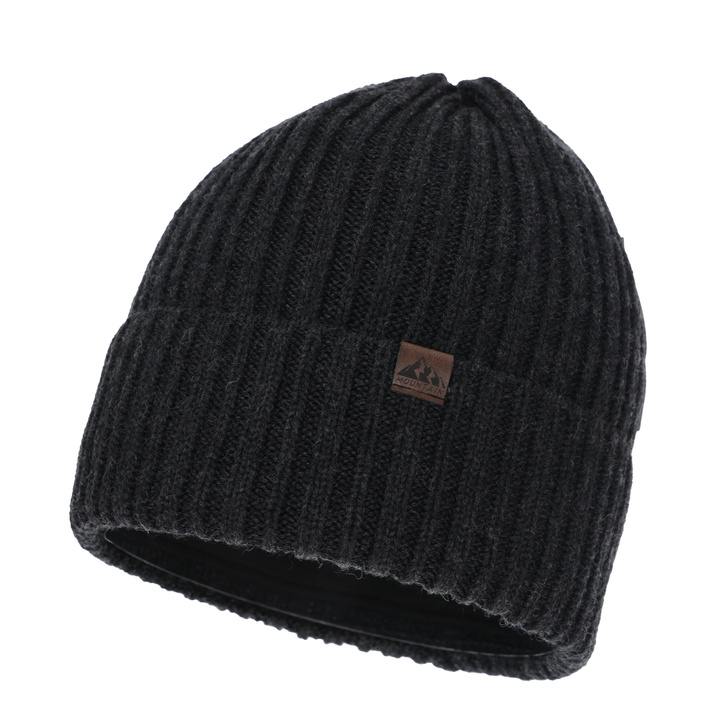 Wintermütze Herren, dunkelgrau, mit Merinowolle, Huno