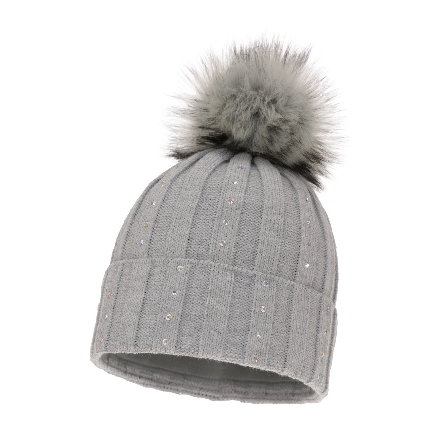 Wintermütze Damen mit Bommel Grau Mada