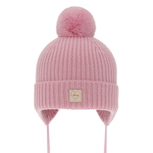 Wintermütze für Mädchen aus 100% extrafeiner Merinowolle, gefüttert mit Wollfleece in Rosa Havana