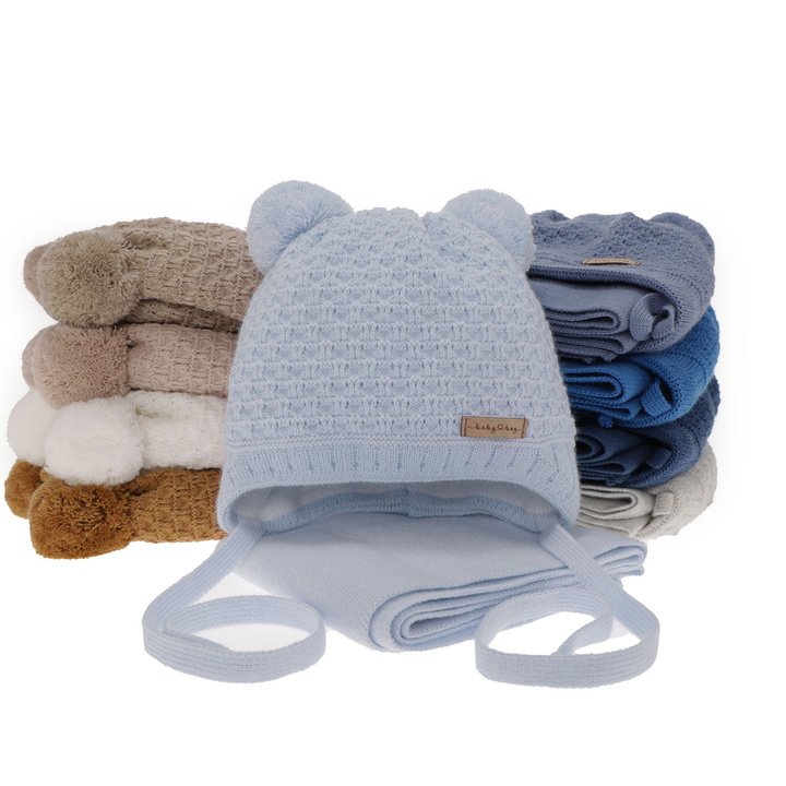 Winterset Jungen: Winterset Jungen: Mütze und Schal mit zwei Bommeln Beige Franki