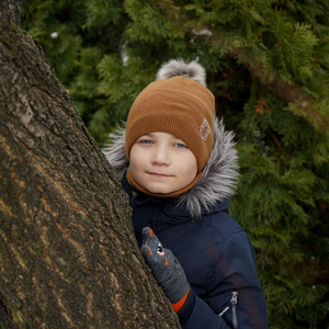 Winterset Jungen: Mütze und Schlauchschal mit Bommel Blau Apolin