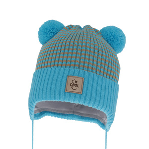 Herbst und Frühlingsmütze für Jungen mit zwei Bommeln Blau Laurent