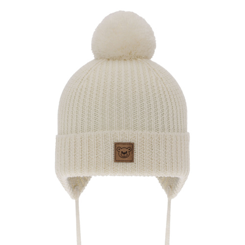 Wintermütze Jungen 100% extrafeine Merinowolle, gefüttert mit Wollfleece Cremefarben Tacco