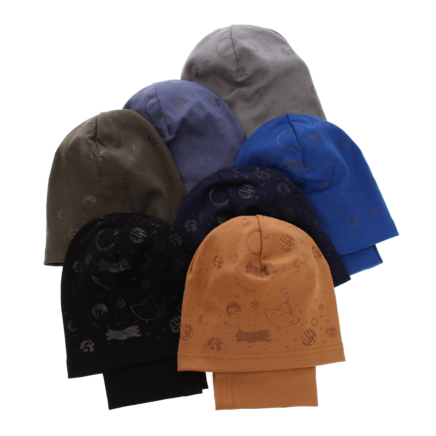 Herbst und Frühlingsset Jungen: Mütze und Schlauchschal Navy Blau Kosmos