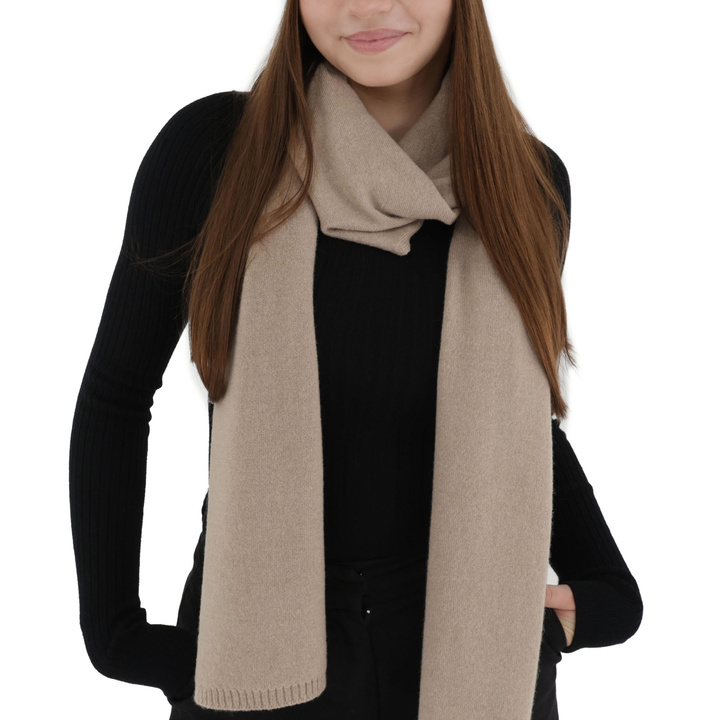 Winterschal Damen, Winter, beige, mit Merinowolle und Kaschmir, Irenia