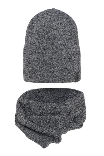 Winter Herren Set: Mütze und Schal grau Mores