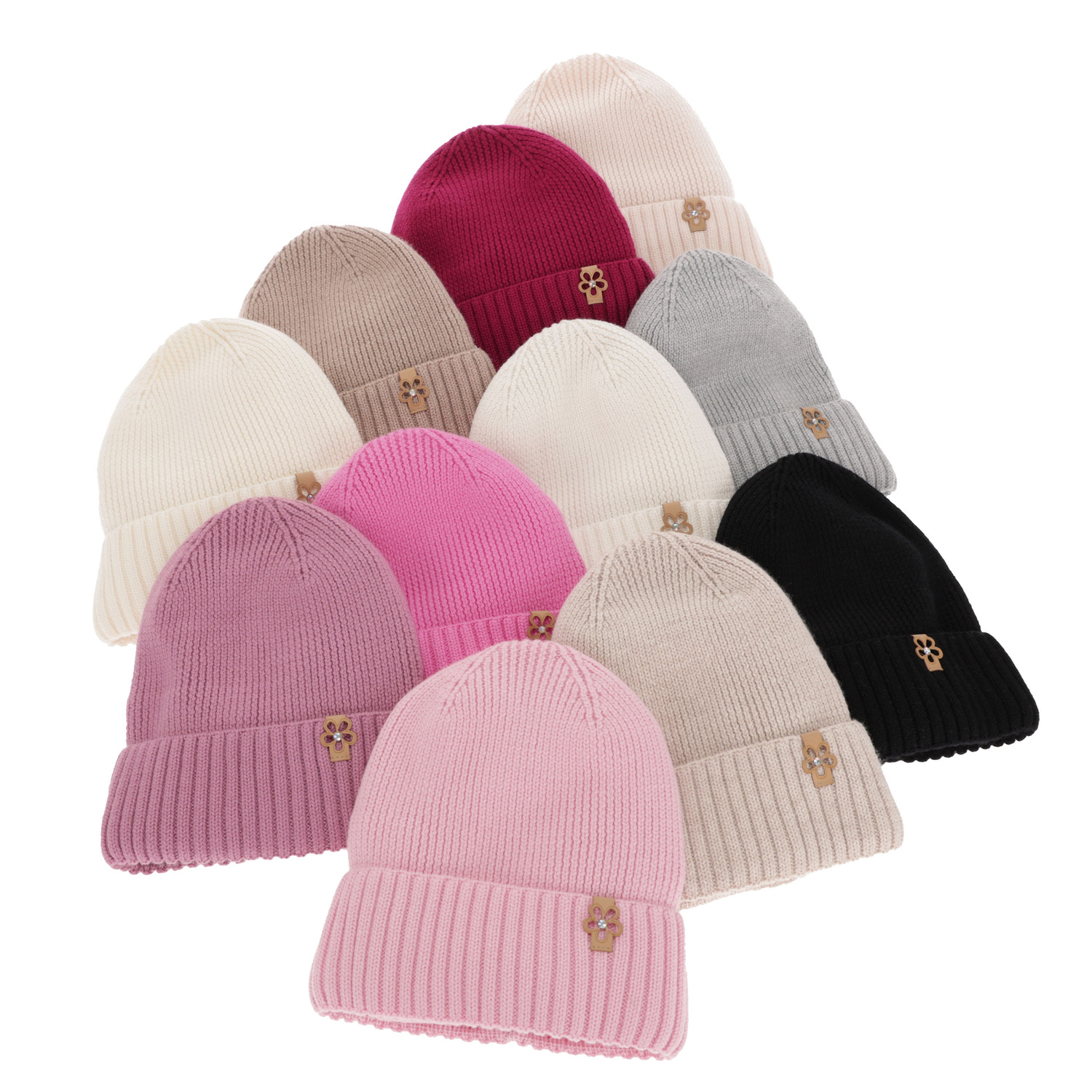 Winterset Mädchen: Mütze und Schlauchschal 100% extrafeine Merinowolle Beige Nelita