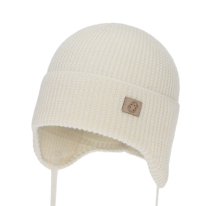 Wintermütze für Jungen, Winter, Herbst, Frühling, 100% Merinowolle, cremeweiß, Bakadi