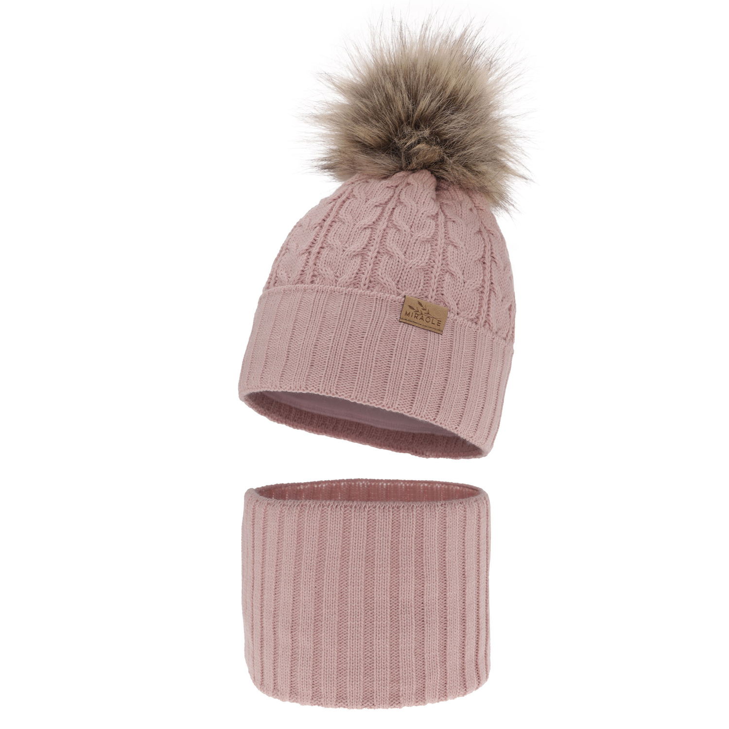 Winterset Mädchen: Mütze und Schlauchschal mit Bommel Rosa Tanzania