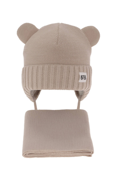 Winterset für Jungen: Mütze und Schal in Beige Luciano