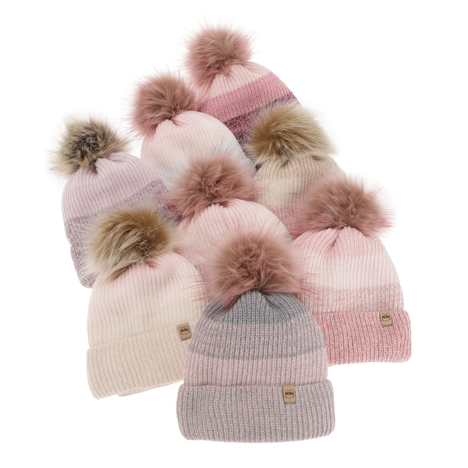 Winterset Mädchen: Mütze und Schlauchschal mit Bommel Rosa Gimena