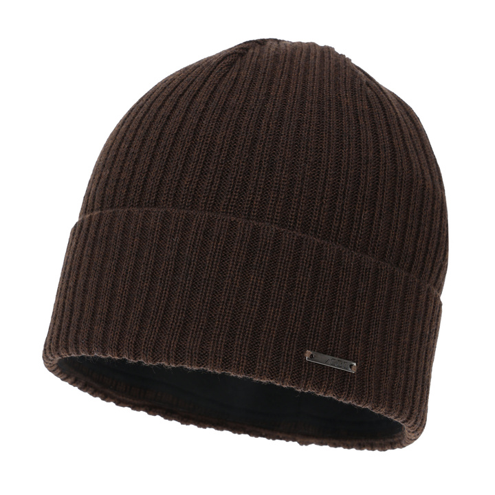 Wintermütze Herren, braun, mit Merinowolle, Baltor