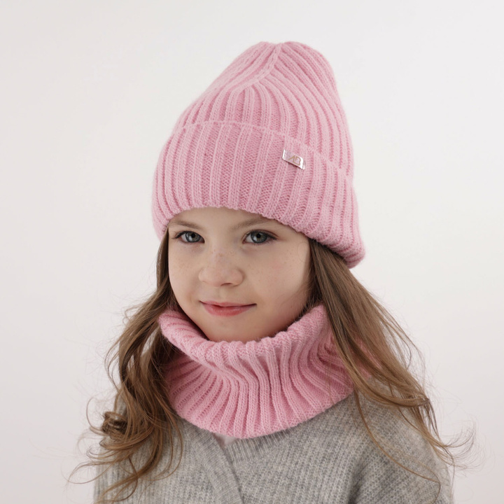 Winterset Mädchen: Mütze und Schlauchschal Rosa Valentine