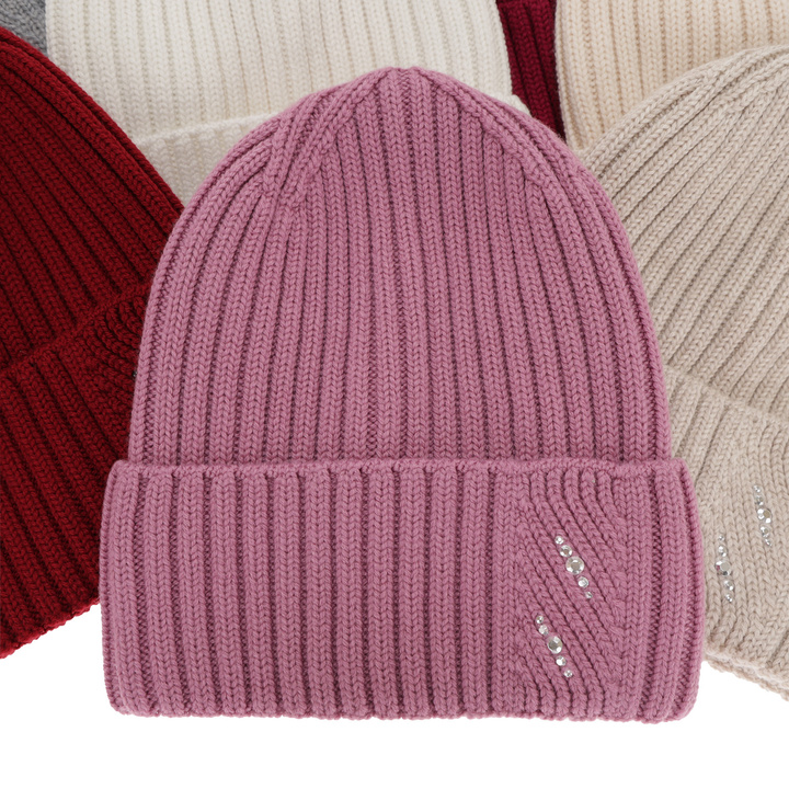 Wintermütze Damen 100% extrafeine Merinowolle Grau Ariga