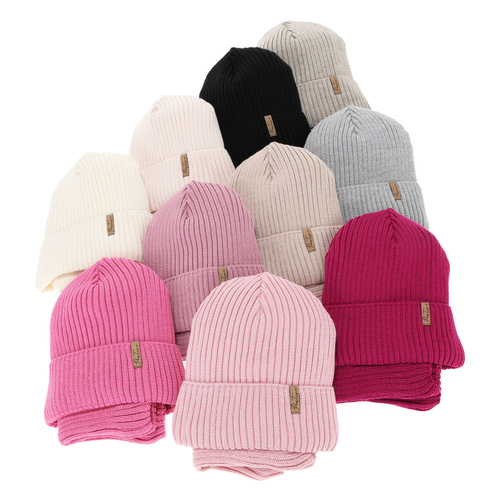 Winterset Mädchen: Mütze und Schlauchschal mit Polarfleece, beige, mit Merinowolle, Odette