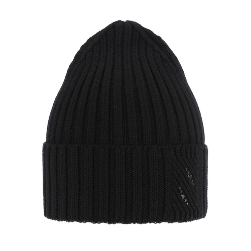 Wintermütze Damen 100% extrafeine Merinowolle Schwarz Ariga
