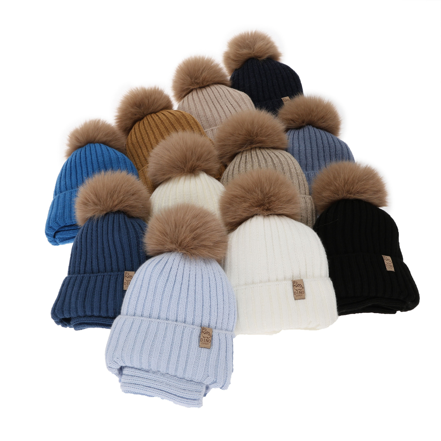 Winterset für Jungen: Mütze und Schlauchschal, mit Bommel, Camel, Bagil