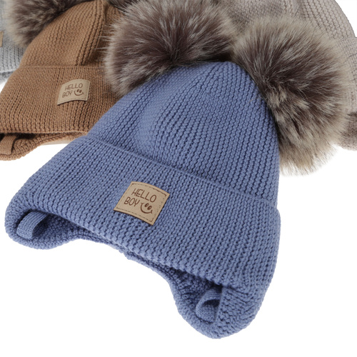 Wintermütze Jungen, blau, 100% Merinowolle, Baumwollfutter, Tambor