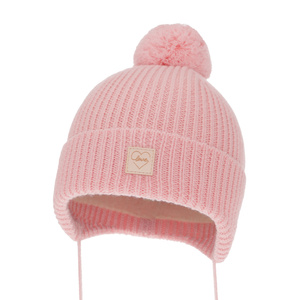 Wintermütze für Mädchen aus 100% extrafeiner Merinowolle, gefüttert mit Wollfleece in Rosa Havana