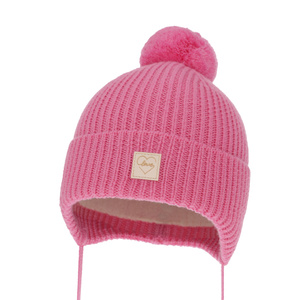 Wintermütze für Mädchen aus 100% extrafeiner Merinowolle, gefüttert mit Wollfleece in Rosa Havana