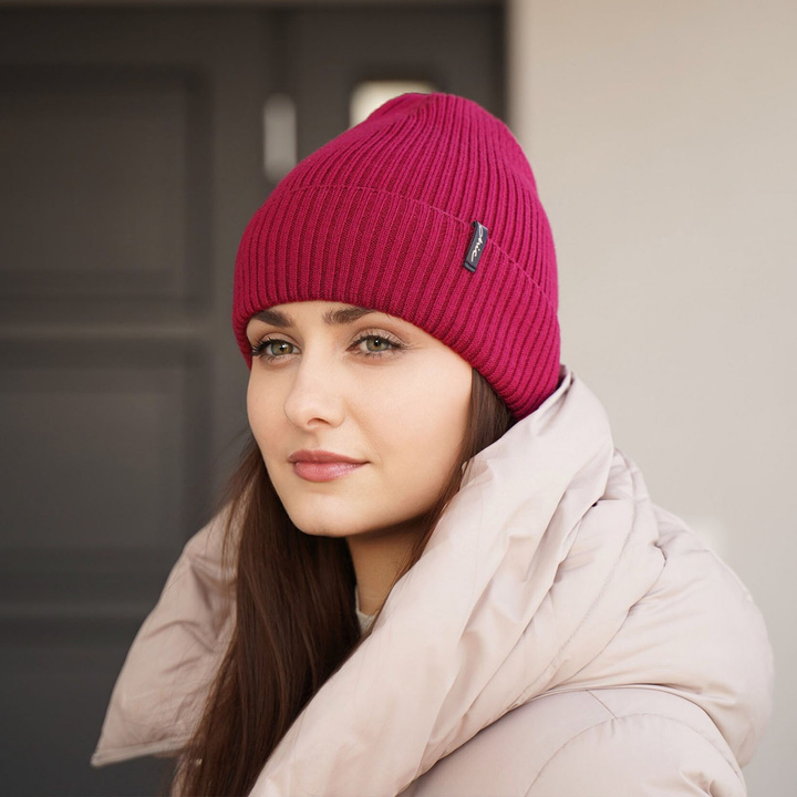 Wintermütze Damen 100% extrafeine Merinowolle Rosa Megan