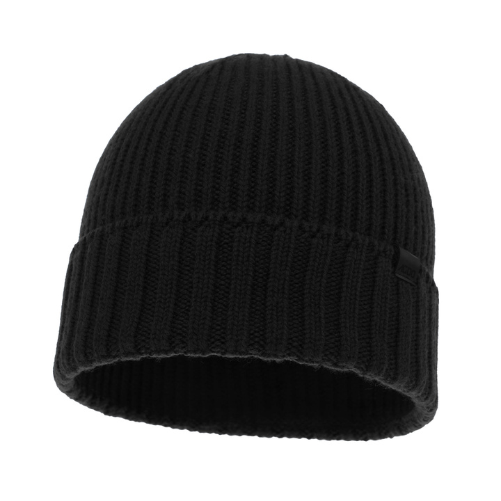 Wintermütze Herren Schwarz 100% extrafeine Merinowolle nahtlos Bruner