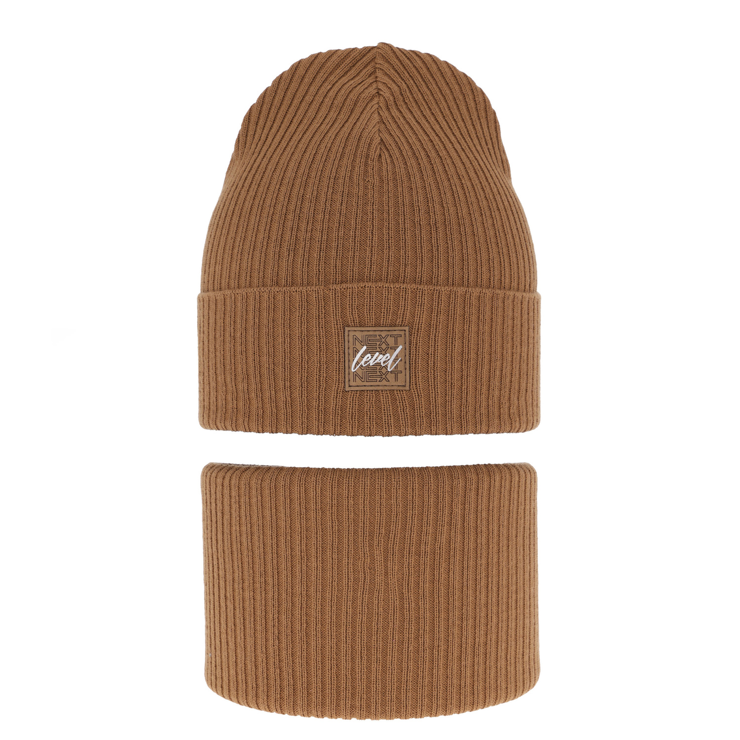 Herbst und Frühlingsset Jungen: Mütze und Schlauchschal, mit Baumwolle, Camel Fenix