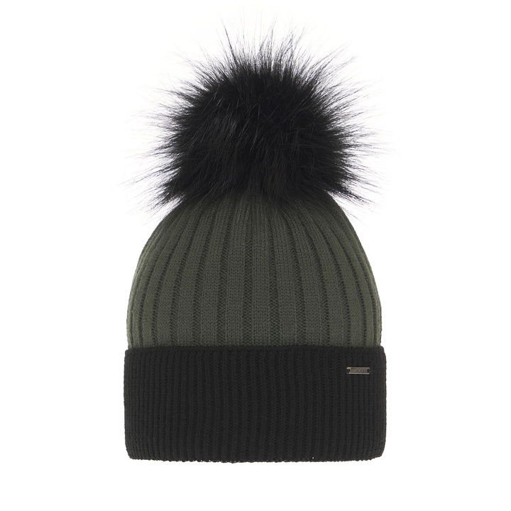 Wintermütze Damen mit Bommel Schwarz Funda