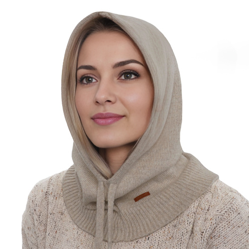 Balaclava für Damen, Winter, beige, mit Merinowolle, Elizabeth