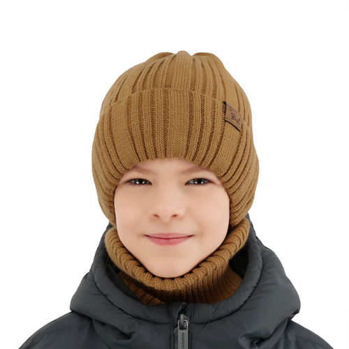Winterset Jungen: Mütze und Schlauchschal, Winter, hellbraun, Klaris